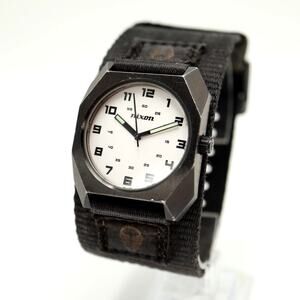 Nixon The Scout Mens Watch 35mm Silver Dial Black Nylon Strap with New Battery